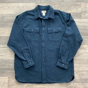 VTG LL Bean Chamois Cloth Shirt Size Men’s LARGE Blue 100% Cotton 0 MT03